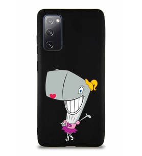 Samsung Galaxy S20 FE Soft Premier Kapak Pearl Yengeç Tasarımlı Silikon Kılıf - Siyah (Şeffaf)