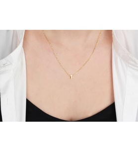 Glorria Gümüş 3 Boyutlu Minimalist T Harfi Kolye (Çok Renkli)