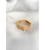 Gold Zirkon Taş Detay Yüzük