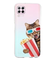 PrintiFy Huawei P40 Lite ile Uyumlu 1mm Slim Fit Kedi 1 050b Baskılı Şeffaf  Kılıf