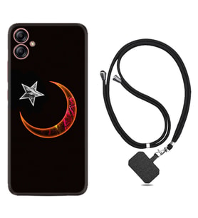 Samsung Galaxy A04E Kılıf Resimli Boyun Askılı İpli Desenli Silikon Series Ay Yıldız 1884