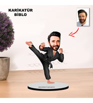 KİŞİYE ÖZEL KARİKATÜR KARATECİ TASARIMLI ERKEK BİBLO XKB15