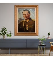Altın Varaklı Çerçeveli Paspartulu Atatürk Tablo TR0881 (Gold)