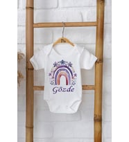 Pia Baby Premium %100 Pamuk İsme Özel Organik Baskılı Çıtçıtlı Bebek Body Zıbın Modelleri 5062-16 (Ekru)