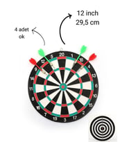 12 İnç Dart Tahtası  Mini Boy Çift Taraflı Dart Oyun Seti  4 Oklu