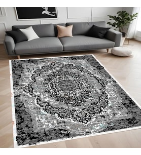 Rovigo Home Dijital Baskı Yıkanabilir Kaymaz Taban Salon Halısı Ve Yolluk RV109-FNL415 (Siyah)