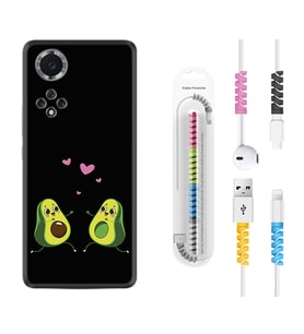 Huawei Nova Y70 Y90 Nova 9 SE  Kılıf Kablo Koruma Spiral Silikon Aşık Avokadolar 1642