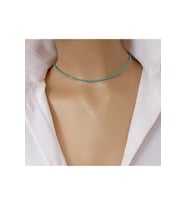Nova Minimal Kristal Tekli Renk Seçenekli Choker Kolye Uniseks Tasarım (Mavi)