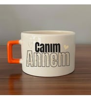 Canım Annem Baskılı Turuncu Kulplu C Fincan