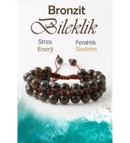 Bronzit Doğaltaş Bileklik, Bronzit Doğal Taş Çift Sıra Makrome Bileklik B1046 (8mm-20cm)