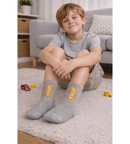 Style Yazılı Erkek Çocuk Soket Çorap (Gri)