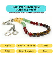 Sertifikalı İkizler Burcu 8mm 33lük Doğal Taş Tesbih