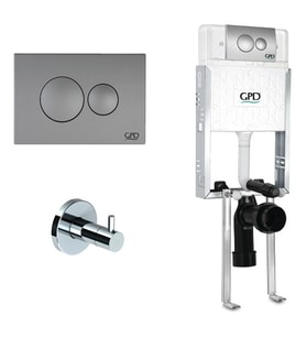Gpd Gömme Rezervuar Seti 8cm + Mat Gri Buton + Stop Valf