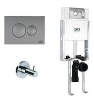 Gpd Gömme Rezervuar Seti 8cm + Mat Gri Buton + Stop Valf