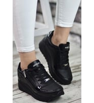 Wickers 2161 Kadın Anatomik Taban Sneakers Spor Ayakkabı (Siyah)
