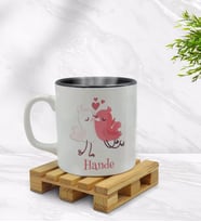 BK Gift Kişiye Özel Sevimli Çiftler Tasarımlı İçi Siyah Renkli Kupa Bardak Model 4