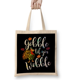 Gobble Til You Wobble Thanksgiving Paint Splatter Bez Çanta Uzun Saplı