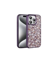 Apple iPhone 15 Pro Max Uyumlu Kılıf Parlak Taşlı Tasarım Zore Linea Diamond Kapak (Koyu Mor)