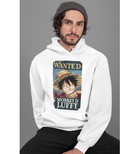 Wanted Monkey D. Luffy Baskılı Unisex Oversize One Piece Anime Hoodie