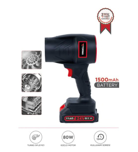 Torima TTB-02 Siyah Yüksek Hızlı Turbo Jet 1500 mAh - 80 W Hava Üfleme Makinası