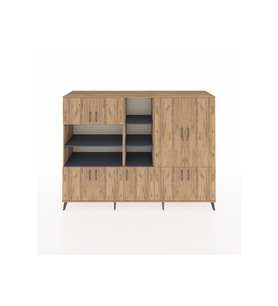 Hyperion Dolap 14 Raflı 9 Kapaklı 220x44x163 Çam-Çam/Antrasit