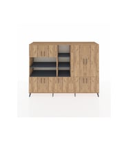 Hyperion Dolap 14 Raflı 9 Kapaklı 220x44x163 Çam-Çam/Antrasit