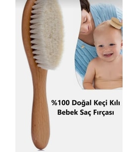 Lüx Keçi Tüyü Bebek Fırça (Ekru-Koyu Kahve)