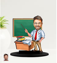 Kişiye Özel Öğretmen  Karikatürlü  Mdf Biblo (Çok Renkli)