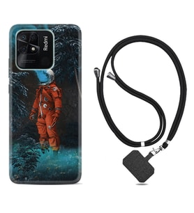Xiaomi Redmi Note 7 8 9 Pro 10 2022 10 Pro 10S Kılıf Boyun Askılı Silikon Astronot Smoke 1769