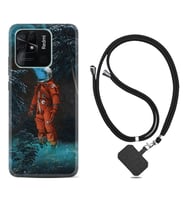 Xiaomi Redmi Note 7 8 9 Pro 10 2022 10 Pro 10S Kılıf Boyun Askılı Silikon Astronot Smoke 1769