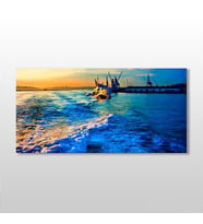 Dalgalı Deniz Kanvas Tablo 240x120cm (Karışık)