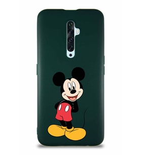 Oppo Reno 2Z Soft Premier Kapak Mickey Mouse-B Tasarımlı Silikon Kılıf - Yeşil (Şeffaf)
