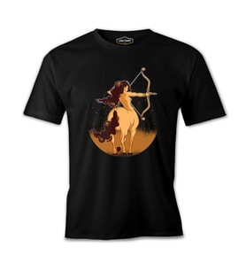 Sagittarius Zodiac Sign A Woman with a Bow and an Arrow Siyah Erkek Tshirt