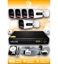 Elitcam 5 Kameralı Zebra 5 Dış Kamera Set 500 GB 5 MP Full HD Gece Görüşlü Güvenlik Kamerası Sistemi