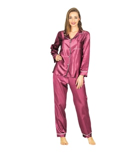 #PijamaTakımı Saten Çeyizlik Kaliteli Likralı Esnek Şık Rahat Tasarım Mor Saten Pijama Takımı
