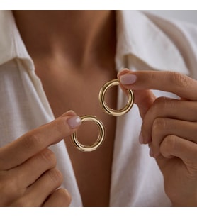 14K Altın Halka Küpe 4 mm 3.0 cm