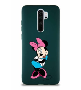 Xiaomi Redmi Note 8 Pro Soft Premier Kapak Minnie Mouse-D Tasarımlı Silikon Kılıf - Yeşil (Şeffaf)