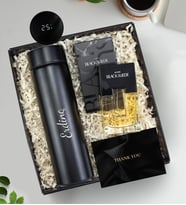 Kişiye Özel 500 ML Dereceli Termos & Avon Black Suede Erkek Parfüm Hediye Seti