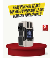 Araç Lastik Şişirme Pompası Ve Akü Takviye Powerbank Bir Arada