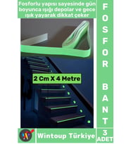 Karanlıkta Parlayan Acil Durum Çıkış Merdiven Kenar Esnek Güçlü Yapışkan Fosfor Bant 2 CmX4 Mtr 3 Ad