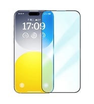 Baseus iPhone 15 Full Koruma Anti Mavi Işık Tempered Cam Ekran Koruyucu-(5775) - GLST7120-7544 (Şeffaf)