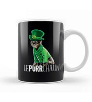 Lepurrchaun St Patrick's Day Cat Leprechaun Shamrock   Kupa Bardak Porselen