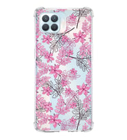 PrintiFy Oppo Reno 4 lite Uyumlu Köşe Korumalı Floral Pembe Tasarımlı Şeffaf Silikon Kılıf