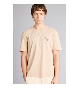 Defacto Baskılı Bej Erkek T-Shirt G3209AX/BG123