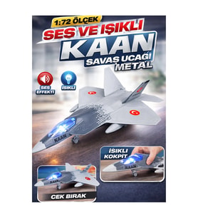 KAAN 5. Nesil Savaş Uçağı Oyuncak 23 cm Metal Işıklı Sesli Çek Bırak Jet Uçak Modeli