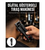 Mey İthalat® Dijital Profesyonel Kablosuz Saç Sakal Tıraş Makinası Sessiz Paslanmaz Çelik Yeni Nesil