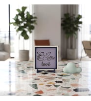 Modern Coffee Love Tasarımlı Dekoratif Parça, Kahve Molalarınız İçin Özel Bir Dokunuş 10x10 cm