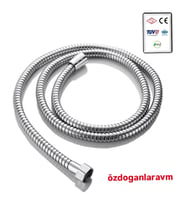 Mega Shower Bath Hose White  150 Cm  Duş Hortumu Krom  150 Cm