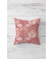 Pembe Geometrik Desenli Çift Tarafı Baskılı Gizli Fermuar Yastık Kılıfı Kırlent Koltuk Yastık Kılıfı