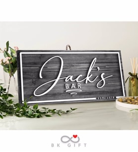 BK Gift Kişiye Özel Dekoratif Ahşap Cafe&Bar Tabelası 61cm - Model 5
